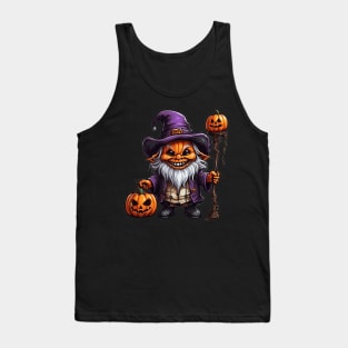 Crochet Spooky Scary Witchy Garden Halloween Gnome Pumpkin Decoration Tank Top